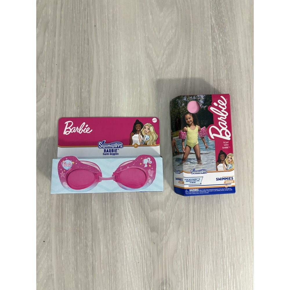 Swim Goggles and float Barbie Mattel Kids Soft Silicone Strap Latex Free +3 yrs